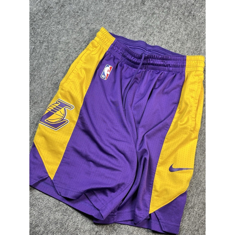 Nike LA Lakers NBA Dri-Fit Basketball Shorts Purple Yellow Men's Size XL